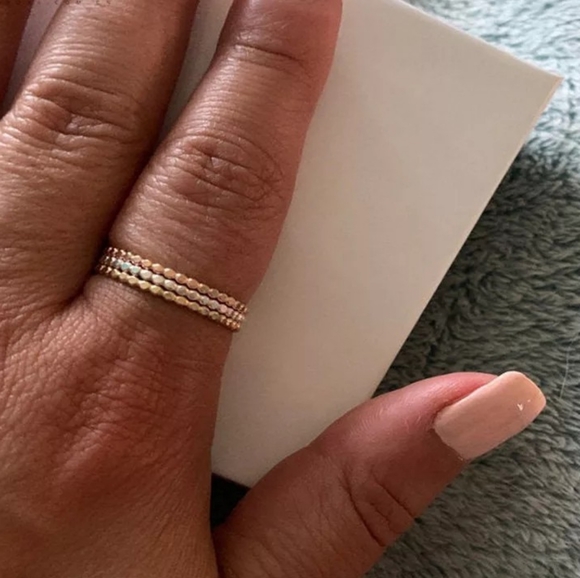 Dainty 14k Gold Beehive Band Ring - Picture 11 of 14